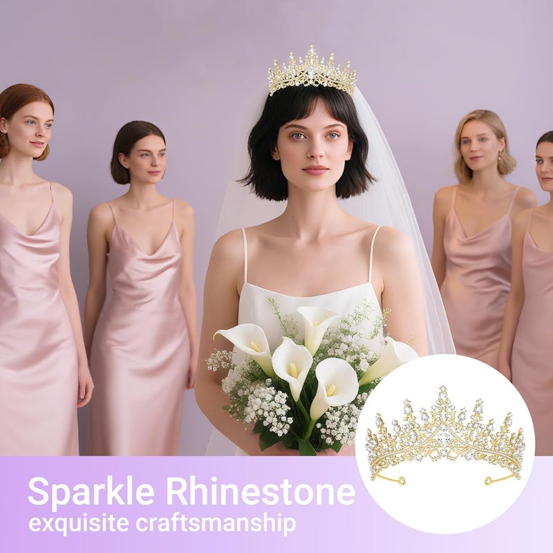 Queenship تاج للنساء، تاج ملكة لحفلة عيد الميلاد، حفلة تخرج، حفلة زفاف، لون ذهبي - Image 5